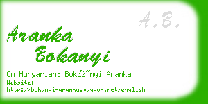 aranka bokanyi business card